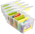 ArtBin 6925JY Semi Satchel with Yellow Accents Storage Container, Clear (Pack of 4) by ArtBin