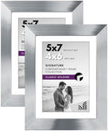 Americanflat 5x7 Picture Frame with Polished Clear Glass - Set of 2 - Use as 4x6 Frame with Mat or Display 5x7 Photo Without Mat - Signature Collection - Photo Frames for Tabletop or Wall - Silver by Americanflat
