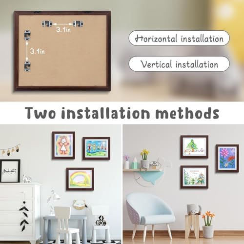 2 Pack 10x12.5 Front-Opening Kids Artwork Frames Changeable (Walnut) - Image 2