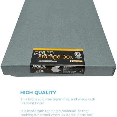 Lineco Clamshell Archival Storage Box, 13.5x19.5x1.75 Inch, Gray - Image 3
