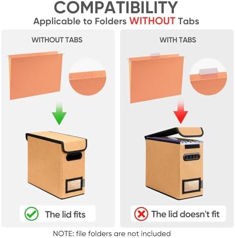 BALEINE File Organizer Box with Lid, Collapsible Hanging File Storage Box - Image 3