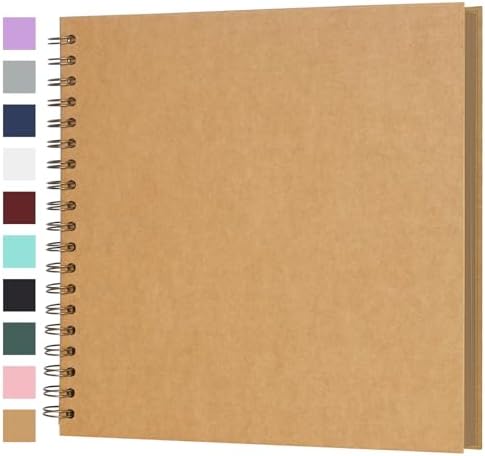 Scrapbook Album 10x10 Inches 40 Pages Hardcover Kraft Paper Brown by Bonyomor