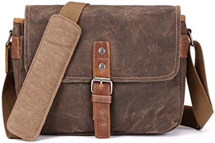 SLR Camera Bag, Waterproof Wax Canvas Bag Vintage Camera Case Messenger Bag with Interlayer Pad by ONEGenug