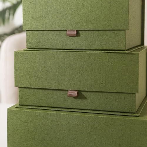 Soul & Lane - Decorative Photo Storage Boxes with Lids, Set of 3, Green - Image 3