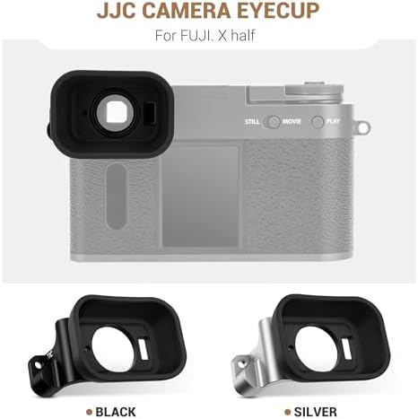 JJC Long Soft Rubber Eyecup Eyepiece for Fuji X Half XHalf Camera, Black - Image 2