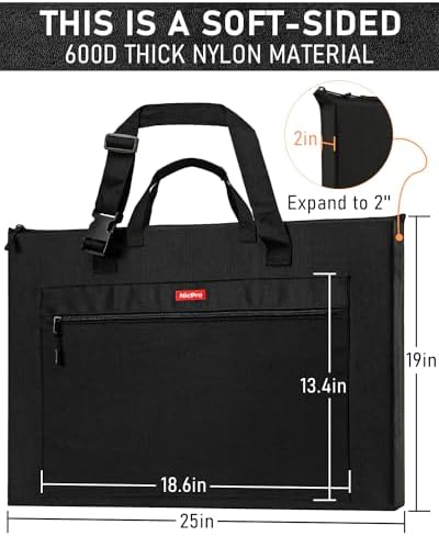 Nicpro Light Weight Art Portfolio Bag, 18x24” Waterproof Art Portfolio Case - Image 2