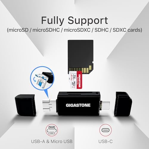 【5-Years Data Recovery】 GIGASTONE 128GB SD Card with USB Type C Card Reader, 4K Camera Pro, UHS-I A1 V30 U3 SDXC Memory Card, Speed up to 150MB/s, Compatible with Digital Camera, with 1 mini case - Image 2