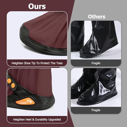 IwIeIaIrI PVC Waterproof Rain Boot Covers with Safety Reflector, Red, XL - Image 4