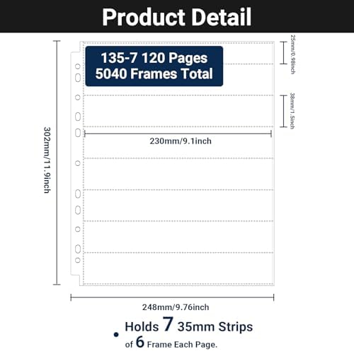 35mm Film Holder 135-7, Acid Free Film Negative Sleeves, 35mm Negative Sleeves for Film Negative Storage, Pack of 120, Up to 5040 Frames - Image 2