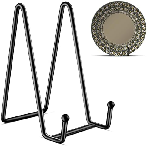Kruodop 3 Pack 6 Inch Plate Stands for Display, Plate Holder Display Stand, Picture Frame Stand Black Metal Frame Holder Stands for Book,Small Easel,Decorative Plate,Photo and Platter,Tabletop Art by Kruodop