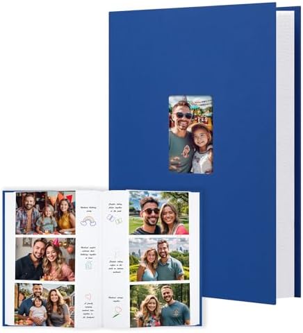 450 Pocket 4x6 Photo Album with Writing Space, Linen Cover, Blue by Xfveiwoo