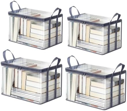 4 Pack Clear Comic Book Storage Containers, Gray by SKYJORMY