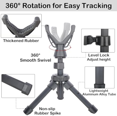 Portable Shooting Tripod with 360° Rotating & Removable V Yoke - Adjustable Height Rifle Rest Stand for Hunting, Target Shooting, Binoculars, Cameras & Outdoor Activities - Image 4