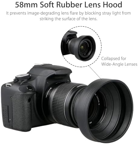 EEEKit 58mm Tulip Flower Lens Hood with UV Filter Lens for Canon EOS 77D 80D Rebel T8i T7 T7i T6i XTi SL2 DSLR Camera - Image 5