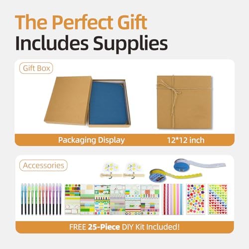 Vienrose DIY Scrapbook Photo Album Kit,12x12 Inch,60 Pages,Blue - Image 5