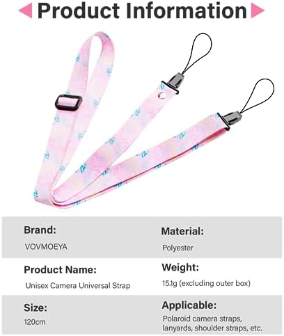 VOVMOEYA Camera Strap,Cute Camera Lanyard Neck Strap,iPad Strap,Cute Camera Strap for Fujifilm mini Camera Kodak Smile + Smile plus,pink - Image 6