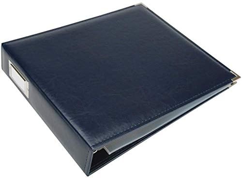 We R Memory Keepers 12x12 Photo Album - Faux Leather with 5 Page Protectors and Spine Label - Snag-Free D-Ring Scrapbooking Memory Album, Acid-Free, Navy Blue - Image 3