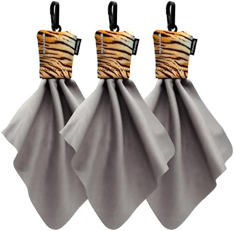SPUDZ Classic Microfiber Lens Cleaner – Clip-On Pouch, Washable – for Binoculars, Scopes, Glasses, Screens | Classic | Tiger, 6 x 6 Inch (3-Pack) by SPUDZ