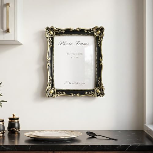 Cuspin 8x10 Picture Frame Black and Gold Vintage Ornate Resin Frame - Image 3