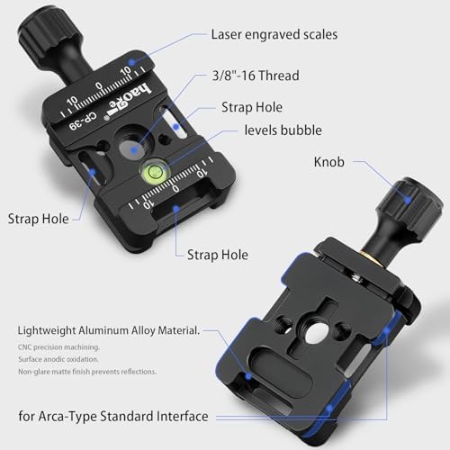 Haoge CP-39 Screw Knob Quick Release Clamp Adapter with Hand Strap Bosses Boss Slot fit RRS Sunwayfoto Kirk Benro Arca Swiss Tripod or Monopod Head on Canon Nikon Sony Pentax Olympus Fujifilm Camera - Image 4