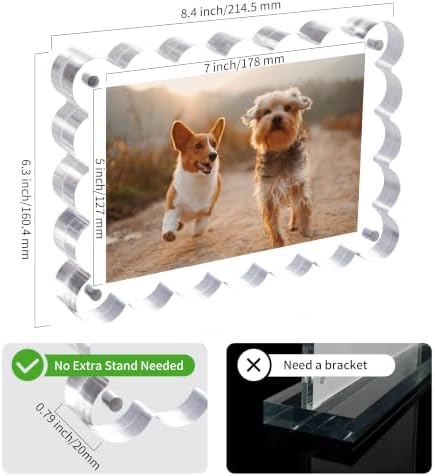 3Pack 5x7 Inch Scalloped Edge Design Acrylic Magnetic Picture Frames - Image 4