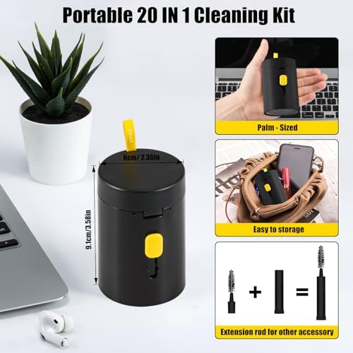 walrfid Laptop Phone Screen Cleaner Kit, Computer Keyboard Brush Cleaning Spray for iPhone AirPods MacBook iPad, 20-in-1 Electronic Device Clean Tool for Camera Earbud Car Screens (Black) - Image 6
