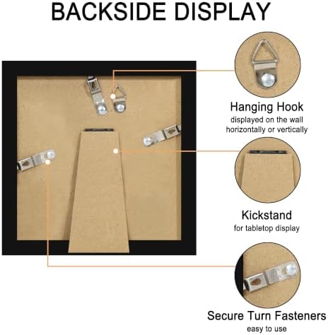 5x5 Picture Frame Set of 4 with Real Glass, Wall & Tabletop Display - Image 6