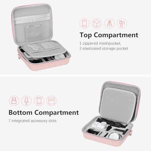 AMAZEAR Carry Case for Insta360 Go Ultra Accessories, Insta 360 Go-Ultra Portable Travel Bag with Shoulder Strap Hard Case for Protection, Organization, and Storage, Water-Resistance, Pink - Image 3