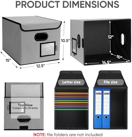 BALEINE File Organizer Box with Lid, Collapsible Hanging File Storage Box - Image 2