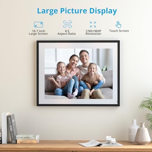Dragon Touch Digital Picture Frame 16.7 inch 4:3 Touch Screen Large Digital Photo Frame Display, 32GB Storage Auto-Rotate, Easy Setup to Share Photos or Videos via Vphoto APP, Wall Mountable - Image 2