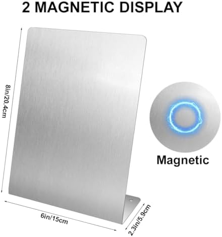 2 Pcs Magnetic Bulletin Board with Stand Metal Tabletop Memo Board Magnet Menu Easel Board Stainless Steel Display Stand for Office Home Kitchen School 10.4 x 6 in - Image 2