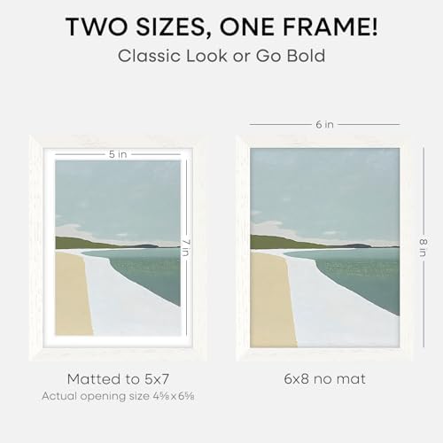 Homeforia 6x8 White Oak Picture Frame, High-End Wood, 5x7 Mat, Glass - Image 2
