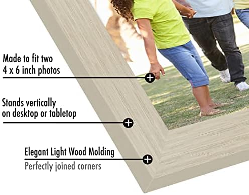 Americanflat 4x6 Double Picture Frame - Light Wood - Image 5