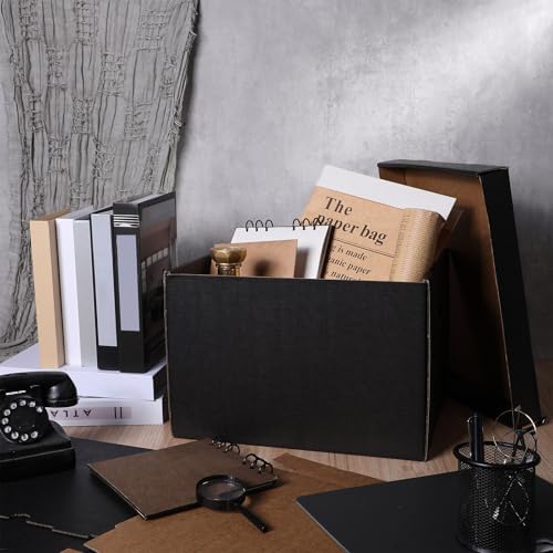 10 Pcs 15 x 12 x 10 Inch Archival Storage Cartons Acid Free, Black - Image 4