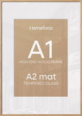Homeforia A1 Natural Oak Poster Frame, High-End Wood, A2 Mat, Glass by Homeforia