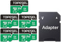 TOPESEL 64GB Micro SD Card 5 Pack, microSDXC UHS-I High Speed TF Card with Adapter, 90MB/s, C10, U3, A1, V30, 4K Recording Memory Card(64GB 5Pack) by TOPESEL
