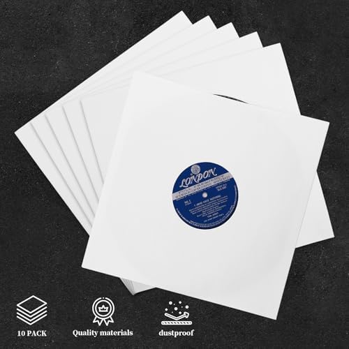 12″ Vinyl Record Inner Paper Sleeves White Kraft Paper for 33 RPM, 10 Pack - Image 4