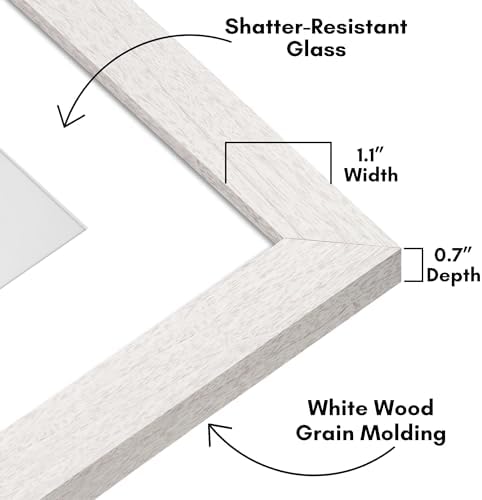 Americanflat 8x8 Picture Frame - Matted to 5x5 - Engineered Wood - White - Image 3