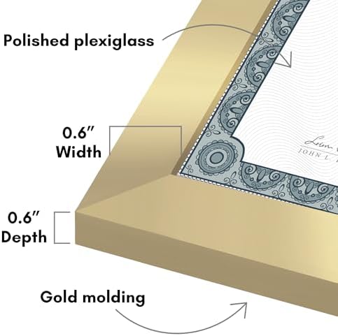 Americanflat 8.5x11 Diploma Frame with Polished Plexiglass - Set of 5 - Legacy Collection - Certificate Frame for Tabletop and Wall Display - Gold - Image 3