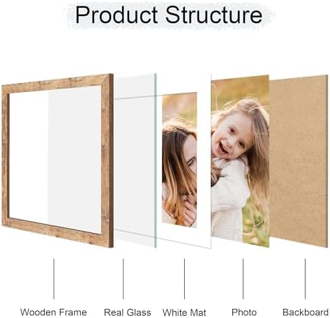 12x12 Picture Frame Set of 2, 12 x 12 Wood Photo Frames with Mat for 10x10 or 30x30cm Diamond Art Painting, Wooden Frame with Real Glass Cover for Wall and Tabletop Display,Brown - Image 3