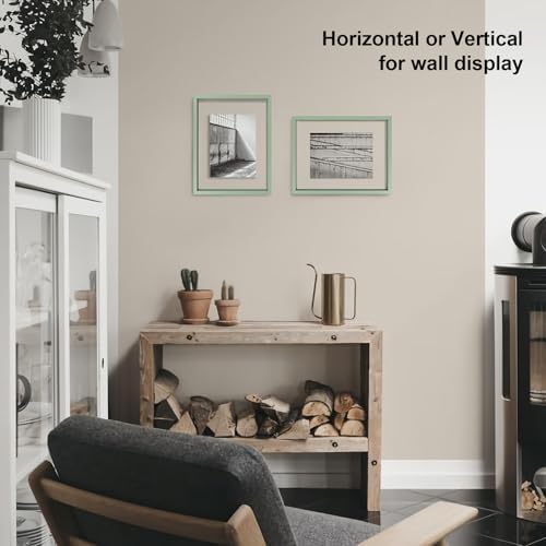 Egofine 9x12 Floating Frames Set of 2, Double Plexiglass Picture Frame, Made of Solid Wood Display Any Size Photo up to 9x12, Wall Mount or Tabletop Standing, Green - Image 6