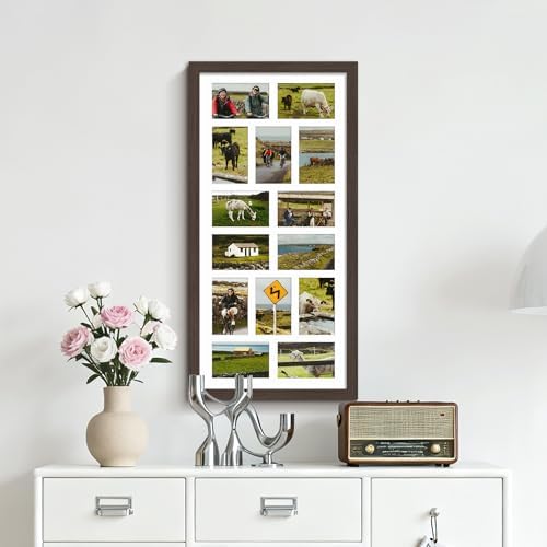 DUENPY 14x30 Collage Frame For 14 4x6 Photos Walnut - Image 6