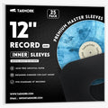 TAKMORK 12" Vinyl Record Inner Paper Sleeves, 33 RPM, 80gsm, Black, 25pcs by TAKMORK