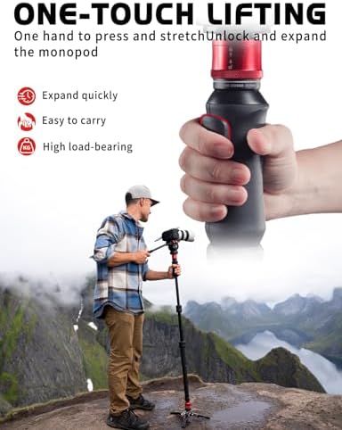 IFOOTAGE Cobra 3 A150S Strike Monopod with Fluid Head,59" Camera Monopod with Pedal Locking Control,One-Step Rapid Height Adjustment,Professional Photography Monopod(A150S&Komodo K5S) - Image 2