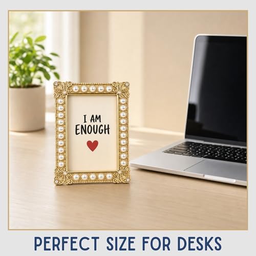 2x3 Mini Picture Frame: Faux Pearls + Gold Detailing - Image 6