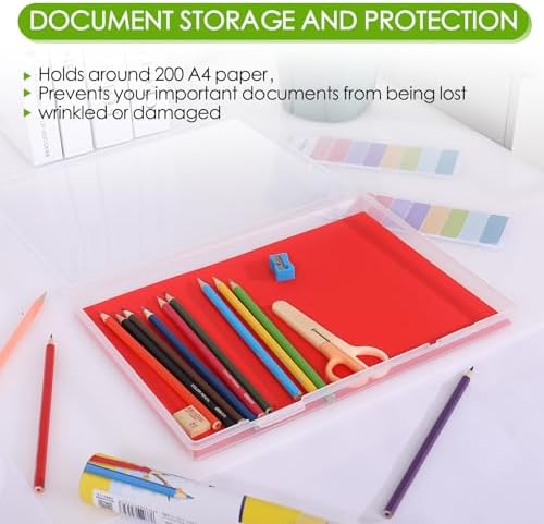 8 Pack Paper Storage Boxes, Scrapbook Paper Storage Fits 8.5" x 11.5" A4 Letter, Stackable Plastic Paper Storage with Snap for Protecting Scrapbooks, Photos, Game Card, Office Supplies, Files - Image 4