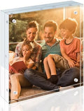 Egofine 8x8 Acrylic Frame, 20mm Thicker Frameless Clear Picture Frame, Double Sided Magnetic Picture Frame, Free Standing Desktop Display by Egofine