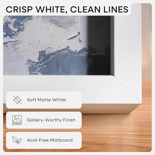 Homeforia 9x11 White Picture Frame, High-End Metal, 6x8 Mat, Glass - Image 3
