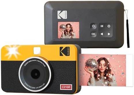 KODAK Mini Shot 2 Retro 2x3” Instant Digital Camera & Photo Printer, 8 Sheets, 2-in-1 Portable Print Camera, Bluetooth Smartphone Printer for iOS & Android, 4PASS Dye Sublimation, Yellow by Unknown