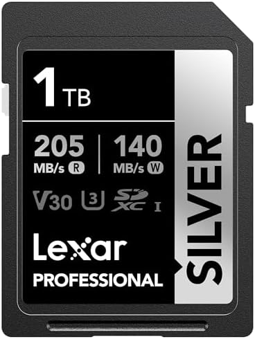 Lexar 1TB Silver SD Memory Card, 205MB/s Read, 4K, V30, U3, UHS-I by Lexar